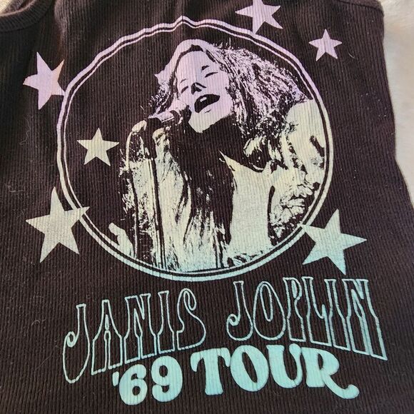 Janis Joplin Youth Black Tank Top With Graphics Size Medium - Picture 2 of 4
